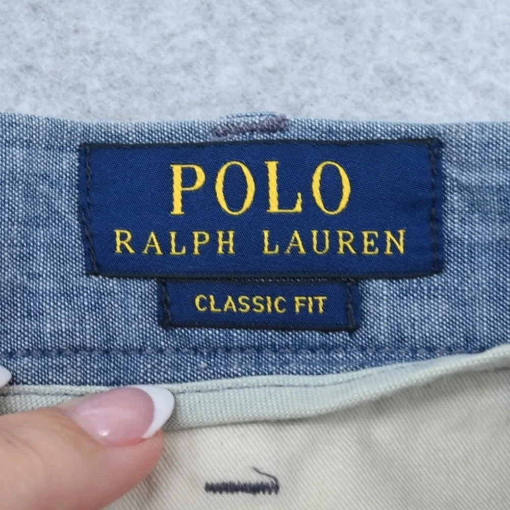 Polo Ralph Lauren Men 48 Classic Fit Blue Chambray Chino Shorts Quiet Luxury